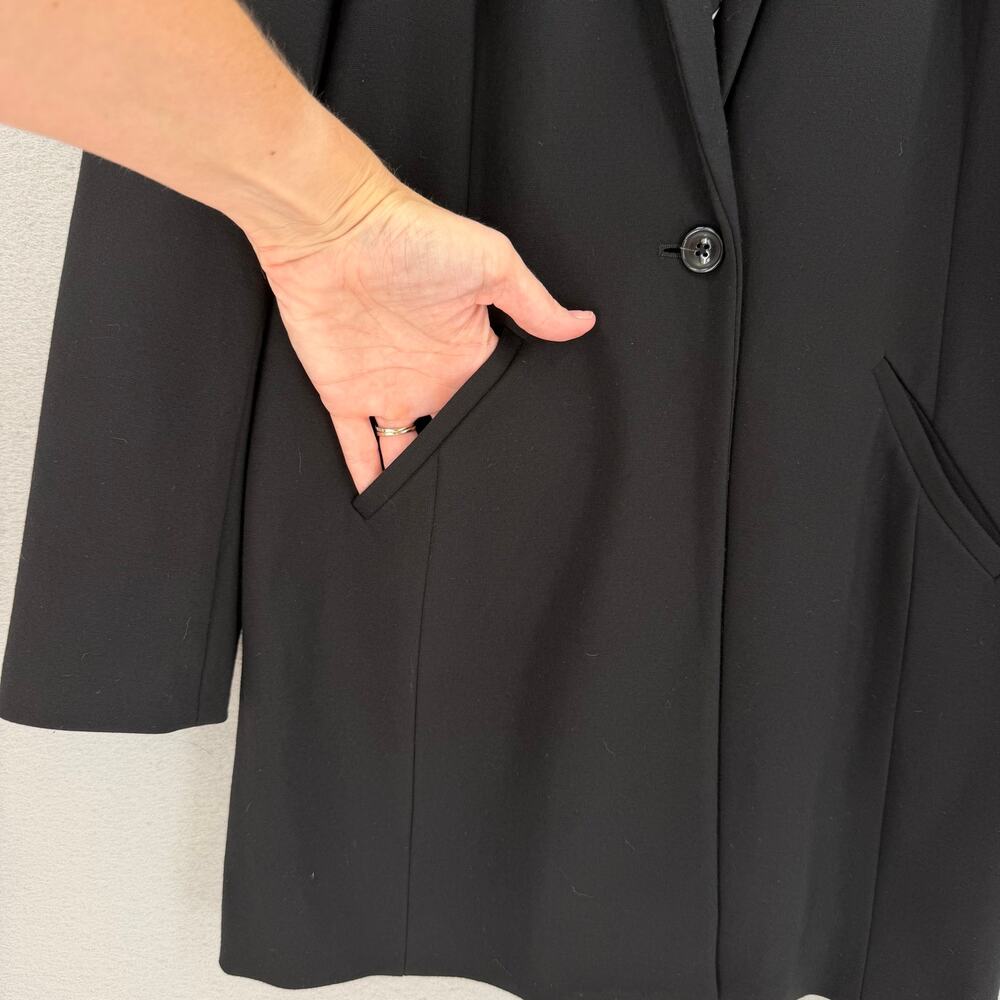 Chico’s Sz 0 Black Professional Workwear Layering Minimal Longline Blazer Jacket - Picture 9 of 15